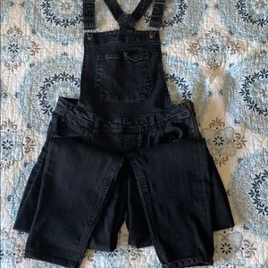 Celebrity Pink Distressed Black Overalls